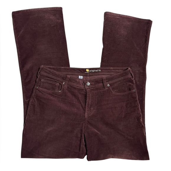 Carhartt Women's Corduroy Pants Dark Brown Original Fit Size 10 Tall Bohemian - Picture 1 of 6